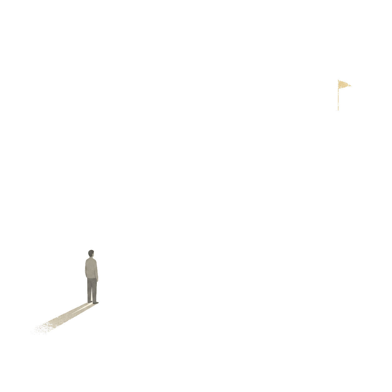 A lone figure works alone, far from a faint goal.